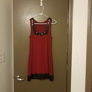 Red and black dress